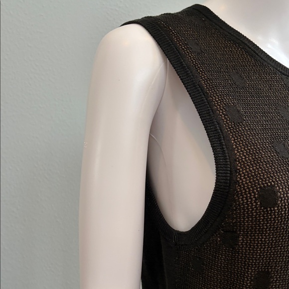 EUC Ann Taylor Black Mesh Polka Dot Sleeveless Tank | Fully Lined | Size L - Picture 3 of 8